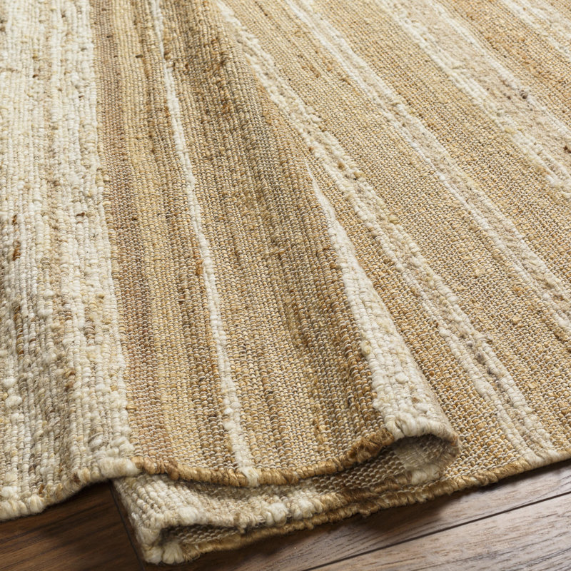 Striped Area Rug in Camel, Ivory, Rectangle 9' x 12'