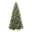 Arbre de Noël 8 pi avec 600 lumières DEL blanc chaud, 2850 branches en PVC PE enneigées, pommes de pin à baies rouges, conception à charnières, support en métal stable-255662083