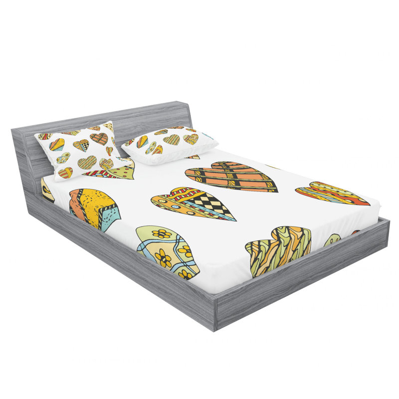 Microfiber Geometric Sheet Set, Full/Double Sheet Set with Fitted Sheet