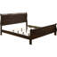 Très grand lit oriental en bois de cappuccino, couleur brun chaud avec abat-jour subtil, courbes gracieuses, structure à lattes pour lit de ventilation en bois pour chambre à coucher, avec finition et nuances, courbes sur les extrémités, style