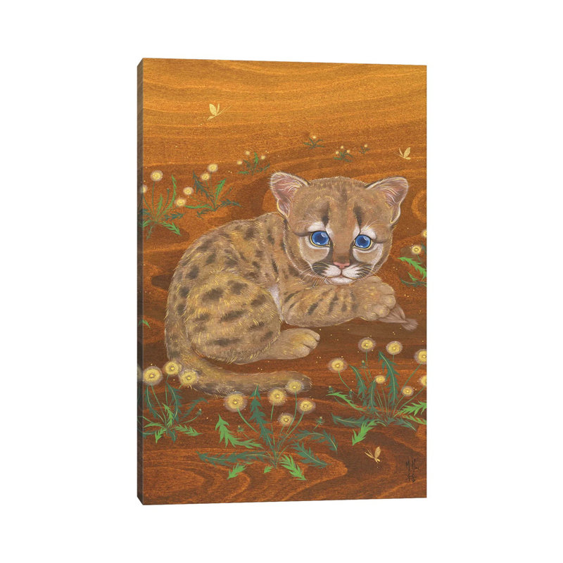 Cougar And Dandelions by Martin Hsu - Painting on Canvas, Wrapped Canvas, 101.6 cm H x 66.04 cm W x 1.91 cm D