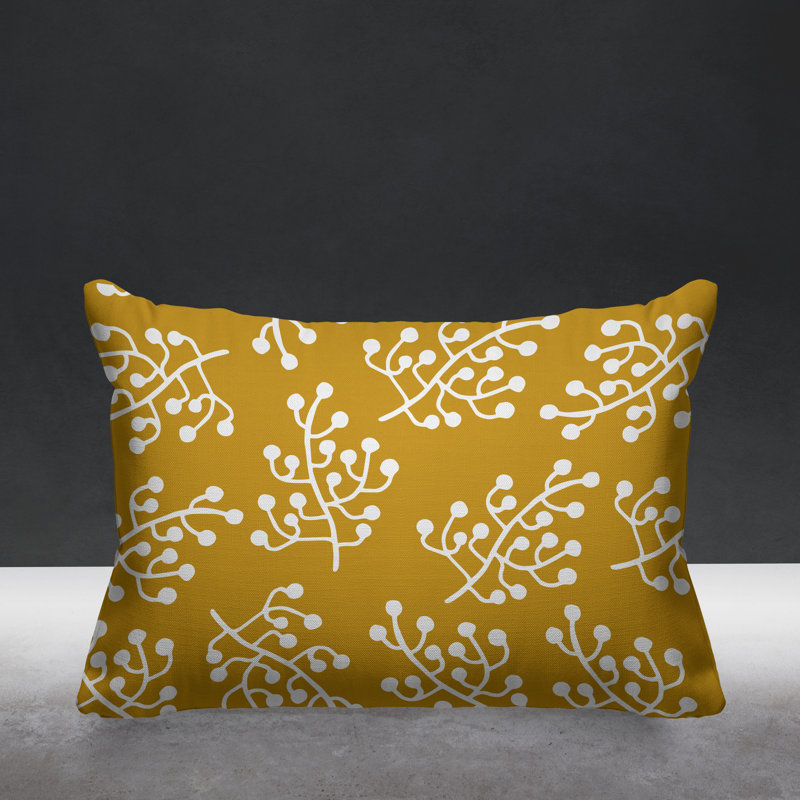 Coussin intérieur / extérieur Charis Wild Flower, 14 po x 20 po, Jaune, Rectangulaire