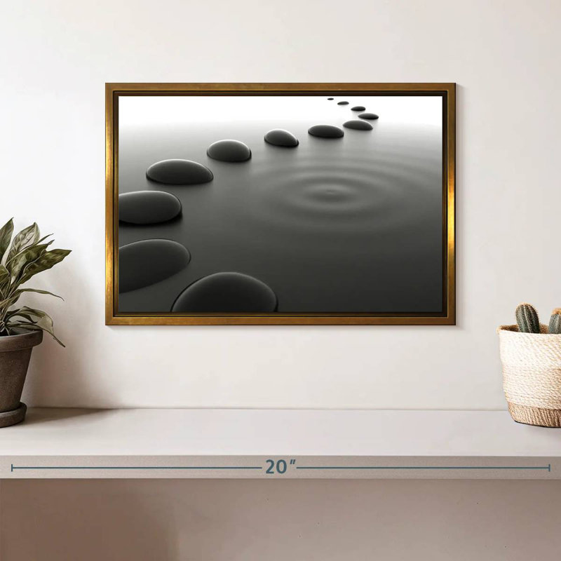 Cailloux sur l'eau, Cadre flottant doré, 13 po x 9 po