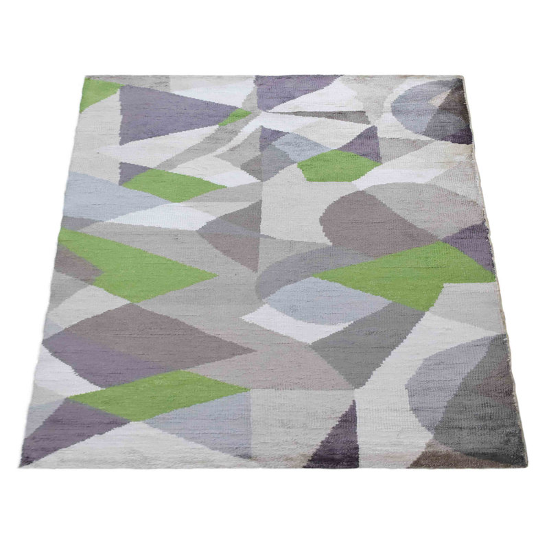 Tapis d'intérieur rectangulaire en viscose multicolore noué à la main de qualité supérieure