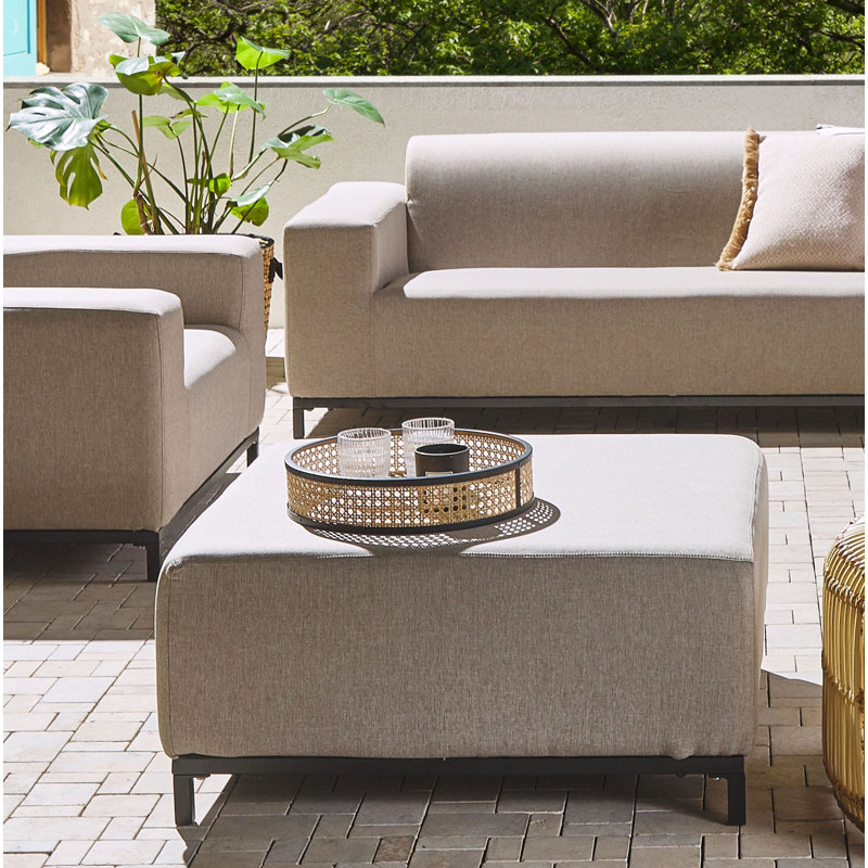 Myaree Upholstered Outdoor Ottoman, Beige