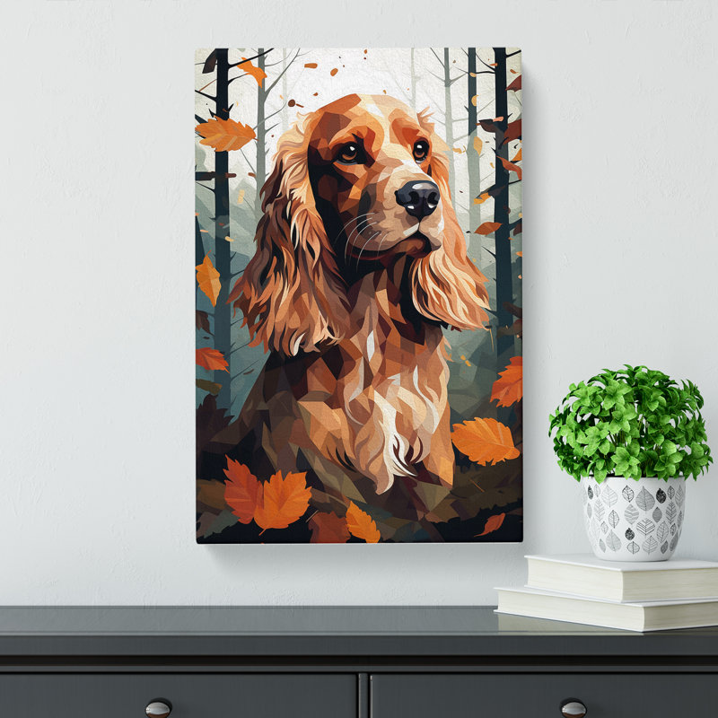 Cocker Spaniel Geometric No.2 - Wrapped Canvas, 60cm H x 40cm W x 3cm D