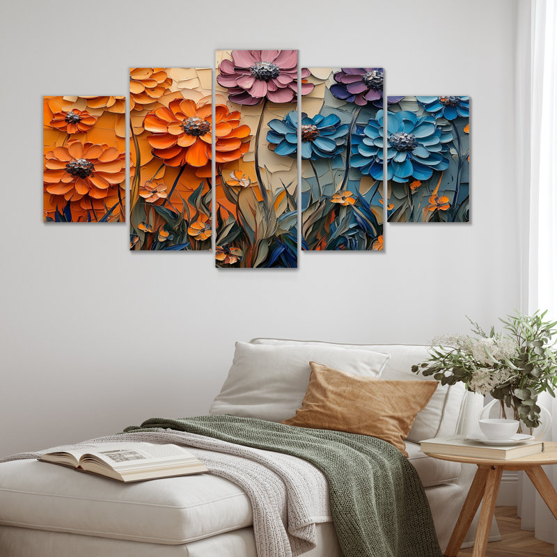 Beckey - Thistle Wall Art - ensemble d'art mural traditionnel 5 pièces