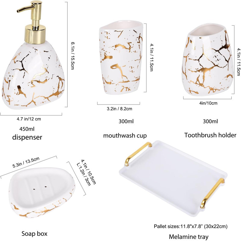 Ceramic White Bathroom Accessory Set