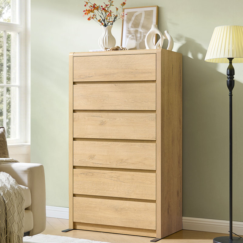 Ensemble de chambre à coucher 3 pièces en bois rustique, naturel, Natural, 6 Drawer Dresser; 2 Nightstands