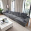 Canapé modulaire simple à 5 places en velours côtelé gris simple