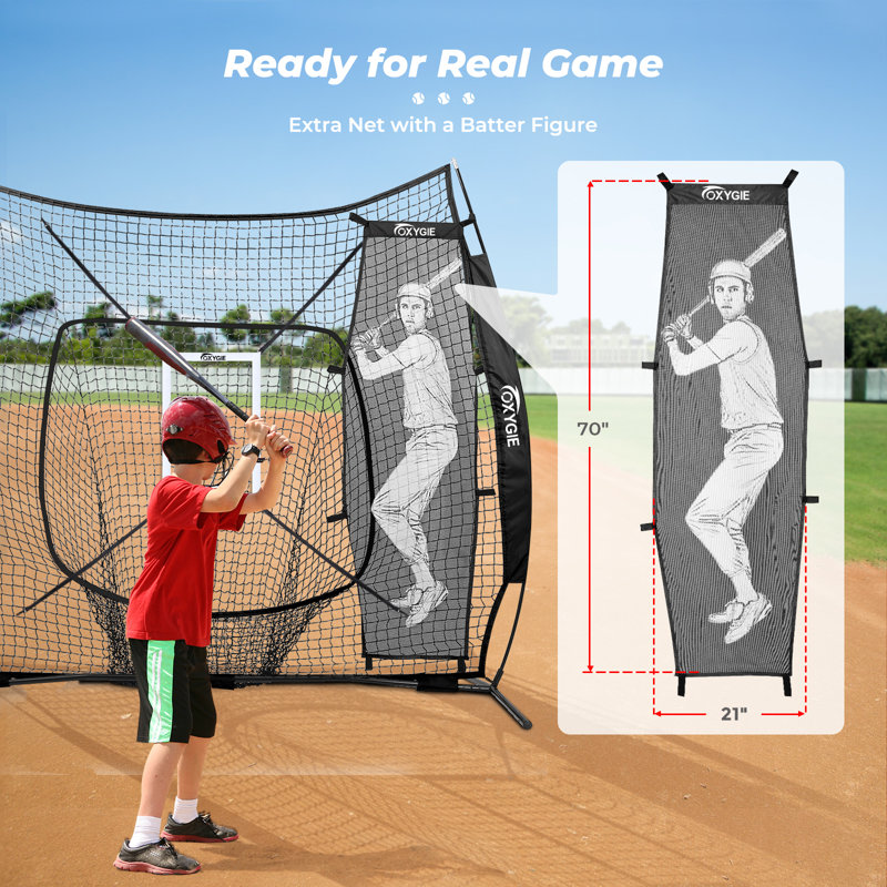 Baseball Softball Hitting Pitching Batting Practise Net With Batting, Black