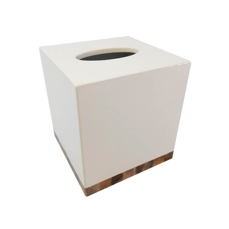 Couvre-boîte à mouchoirs en laque - blanc, Blanc
