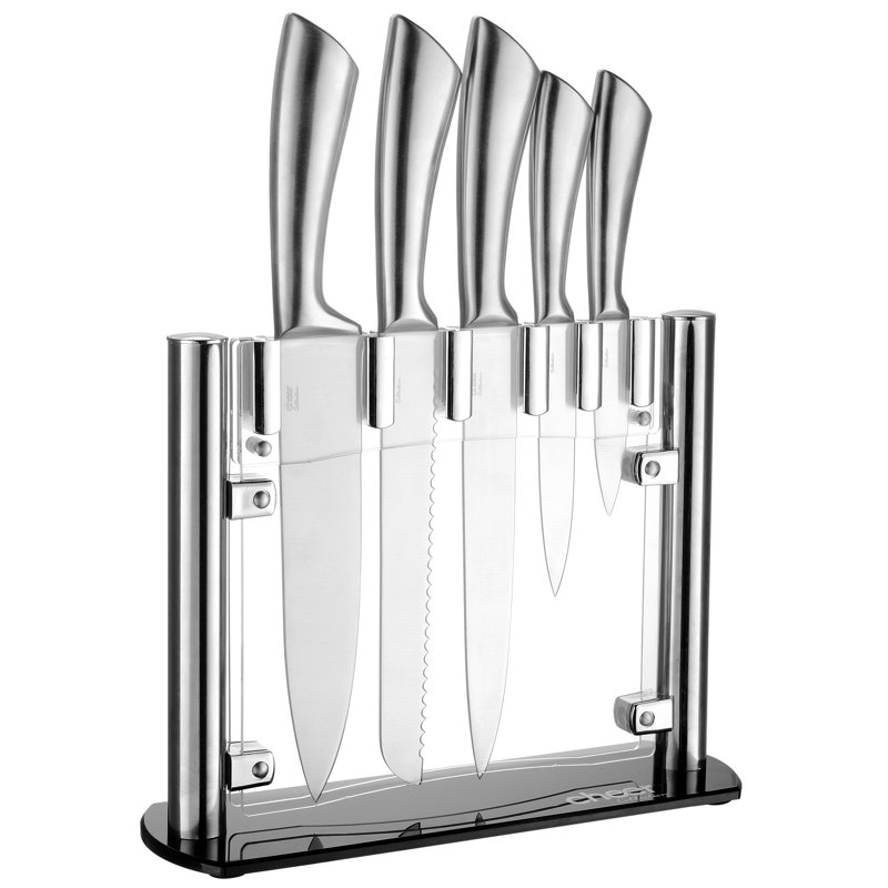 Cheer Collection Cheer Collection 6 Piece Stainless Steel Knife Block Set
