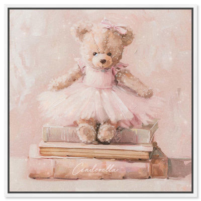 Ballerina Teddy Books Canvas Kids Art Prints by Art Remedy