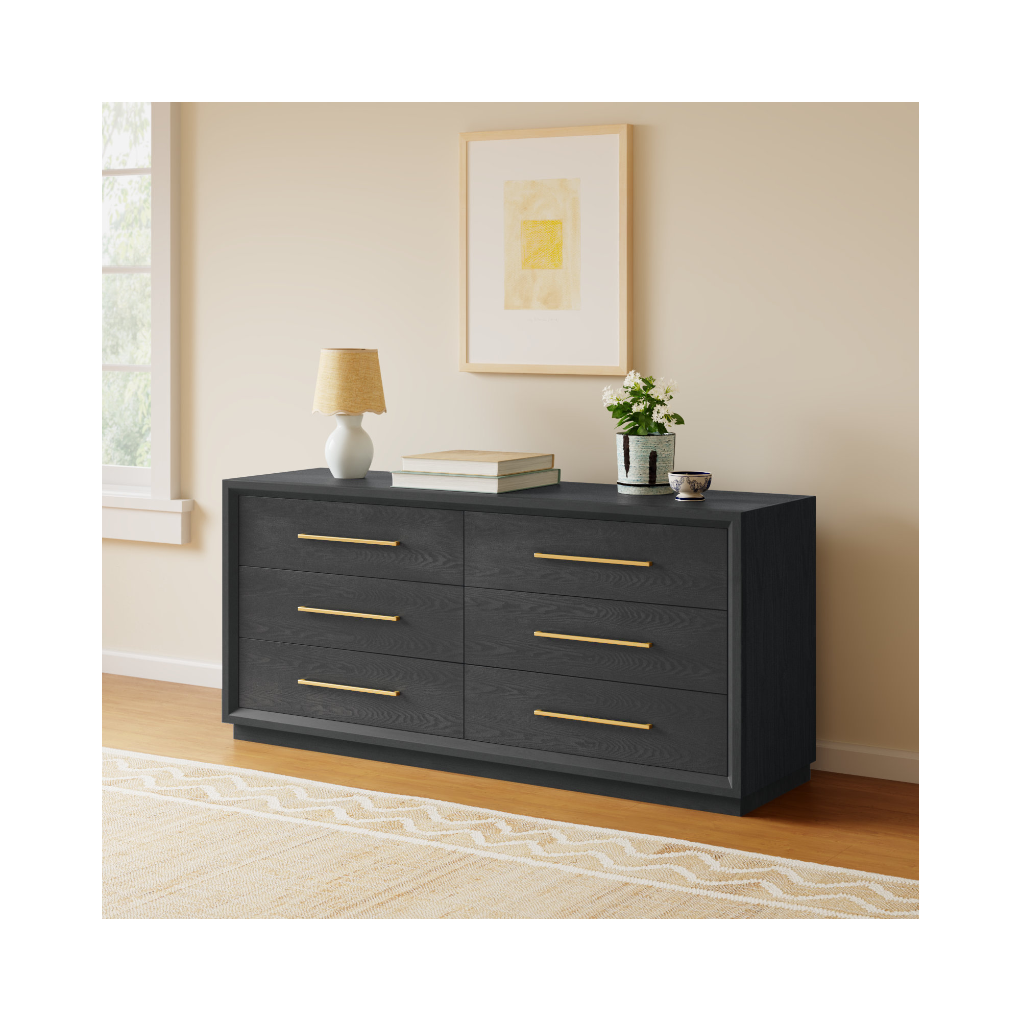 Langley 6 Drawer 67.99" W Dresser, Gray