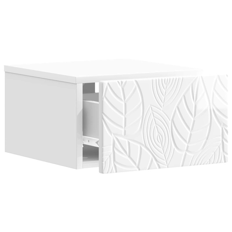 49cm W Composite Bedside Table, High Gloss White