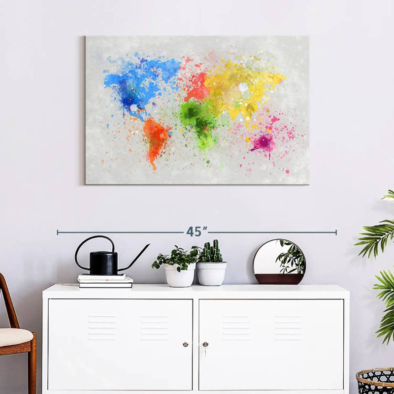 Carte du monde artistique Aliaz, H 24 po x l 36 po