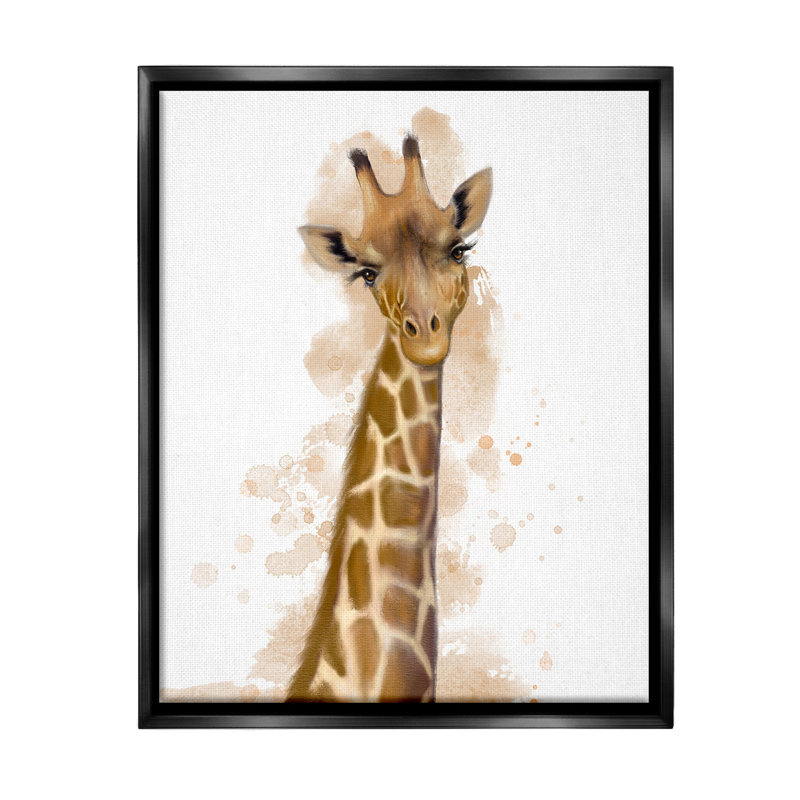 "Giraffe & Modern Splash" par Matthew Piotrowicz sur toile, Cadre flottant noir de jais, H 21 po x l 17 po