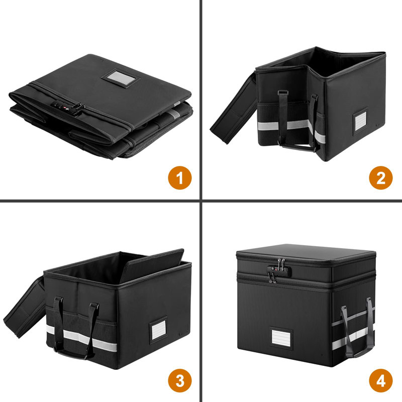 Black Multi-Layer Fireproof and Waterproof Document Storage Box