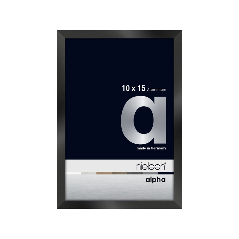nielsen Alpha Aluminium Picture Frame, 10cm W x 15cm H, Jet Polished Black