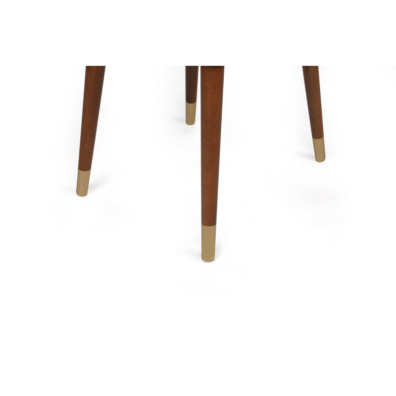 Ensemble de chaises élégantes (2 pièces), tissu en velours et pieds en bois de charme, beige et noyer | 19,7 po x 35,4 po x 19,3 po | Cadre 100% bois, dos en métal durable | Parfait pour les salons modernes et les salles à manger, confort élégant