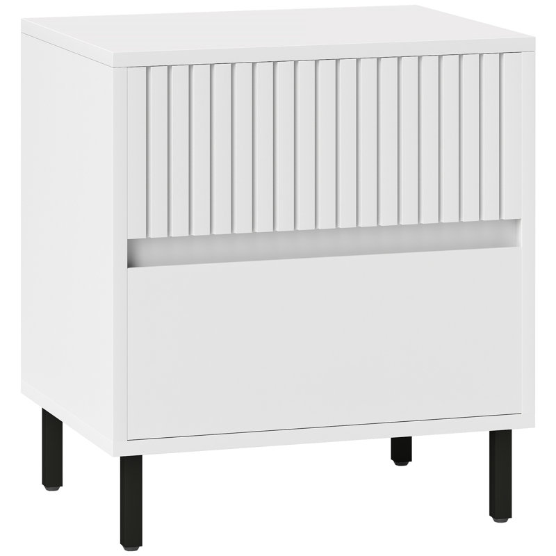 Bartram 45cm W Manufactured Wood Bedside Table, White
