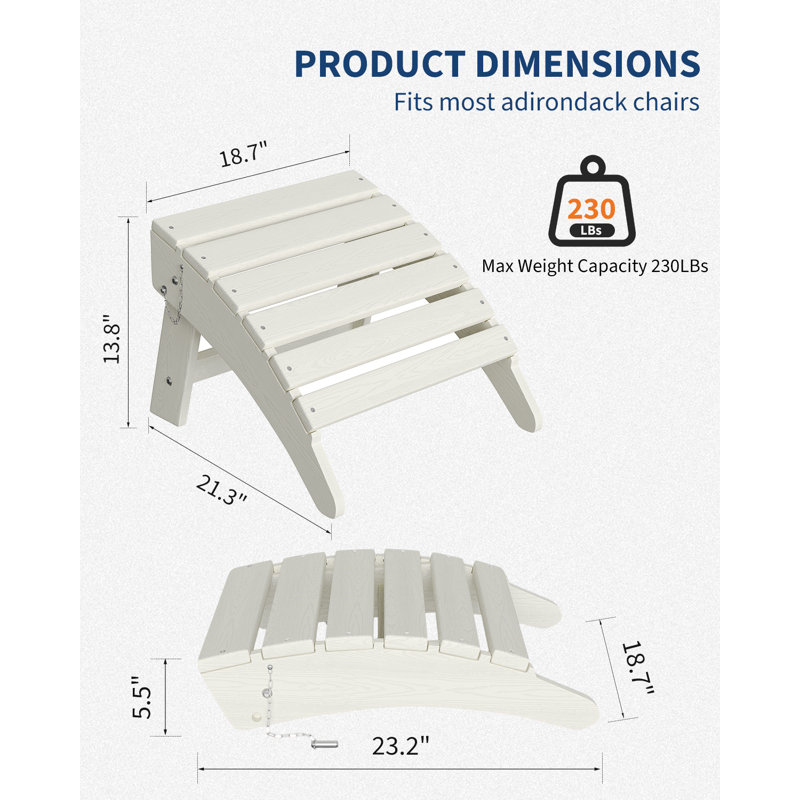 Repose-pieds pliant Adirondack avec manette de jeu, Blanc