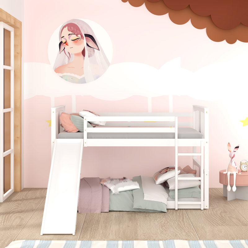 Gelena Kids Bunk Bed, Twin, White