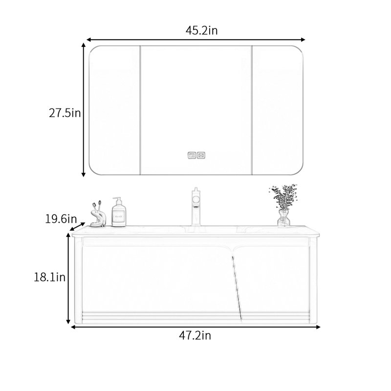 Modern simple cream style bathroom cabinet, Beige
