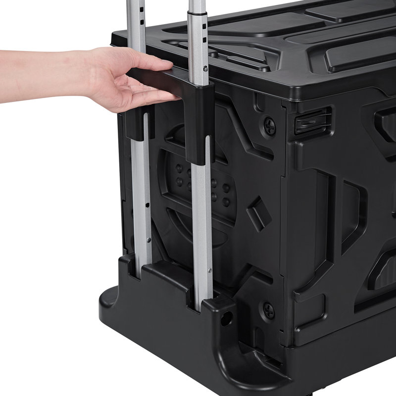 Folding Utility Cart Portable Rolling Handcart Shopping Collapsible With Lid 360°Swivel Wheels For Grocery Office Travel Shop Move Luggage