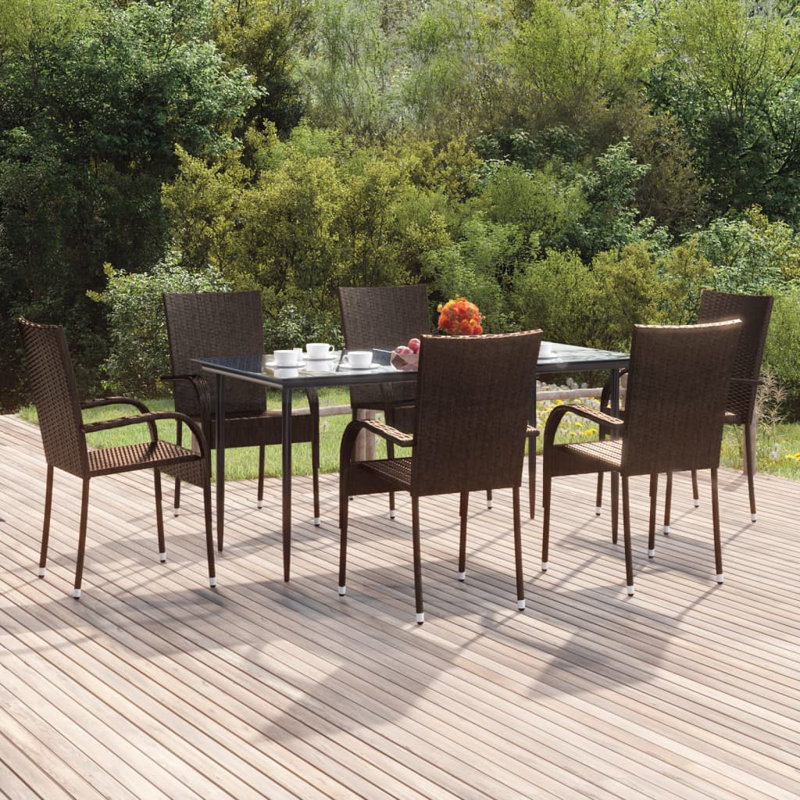Firger Rectangular 6 - Person 63" Long Dining Set, Brown