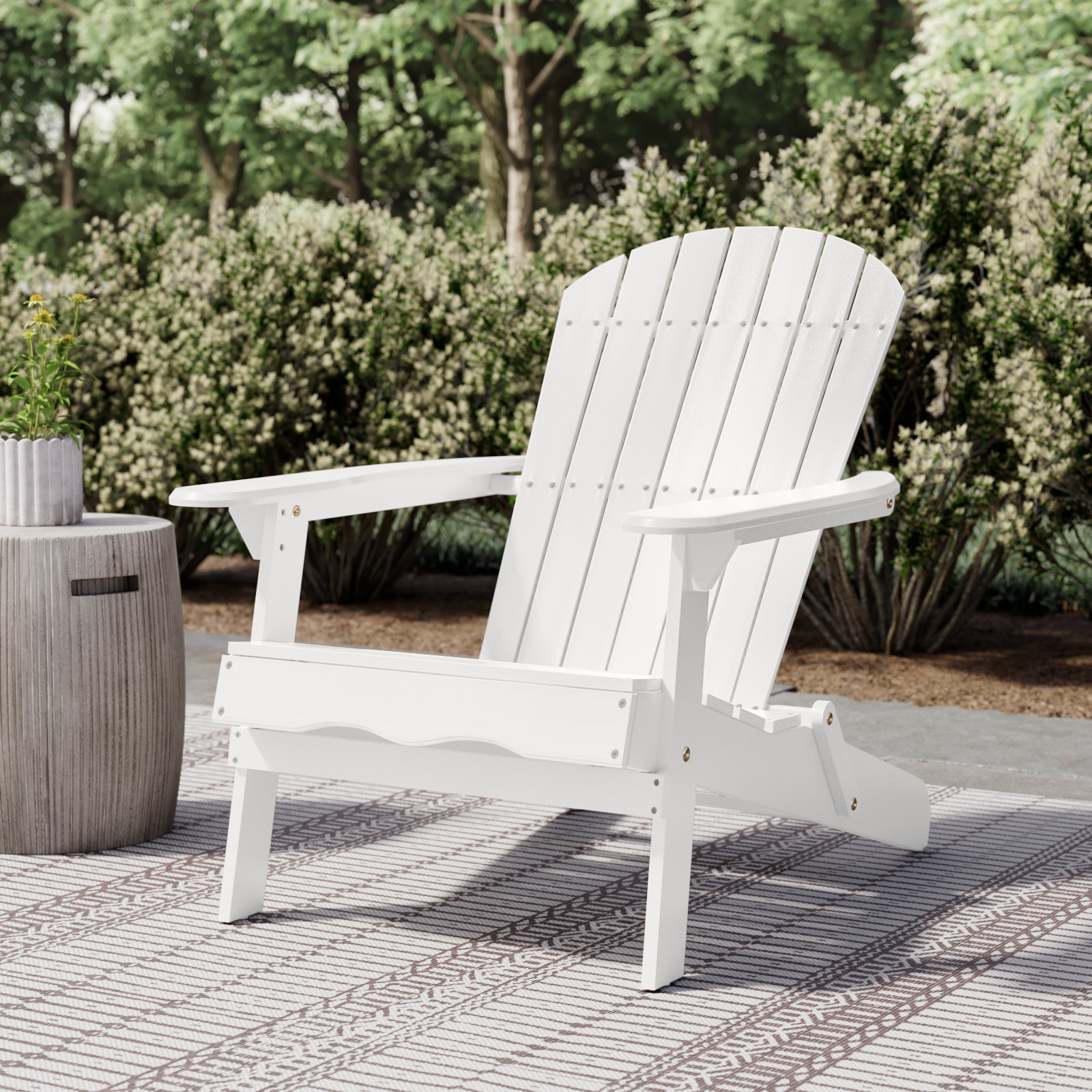 Woking Foldable Outdoor Adirondack Set, White
