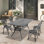 Ensemble de 7 pièces de mobilier de salle à manger en fonte d'aluminium toutes saisons avec cadre noir
