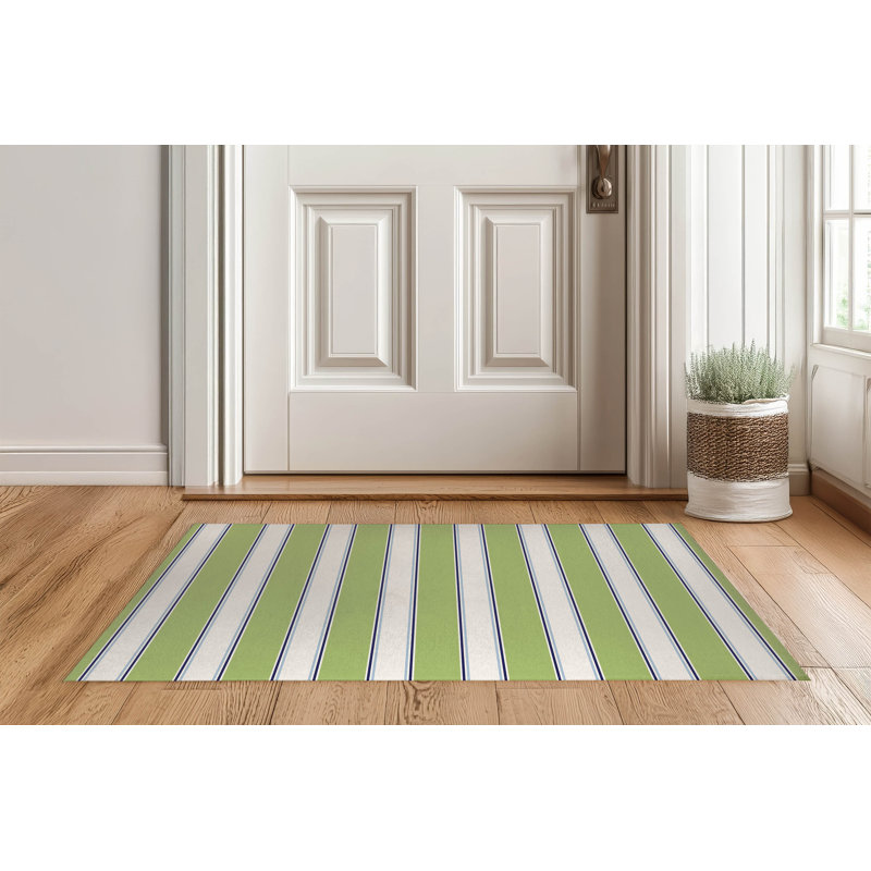 Cabana Stripe Indoor Doormat, 24" W x 36" L, Green