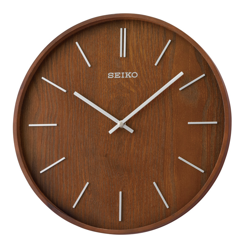 QXA765BLH Wall Clock, Brown, Brown