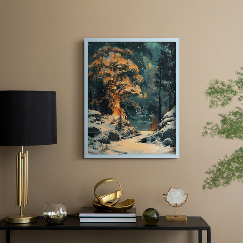 «Christmas Holiday Art DCXV», reproduction d'art encadrée - bois massif, H 21 po x l 17 po, Bleu