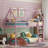   77" Twin Over Twin Floor Bunk Bed with House-Shaped Roof, Solid Wood-2103061340