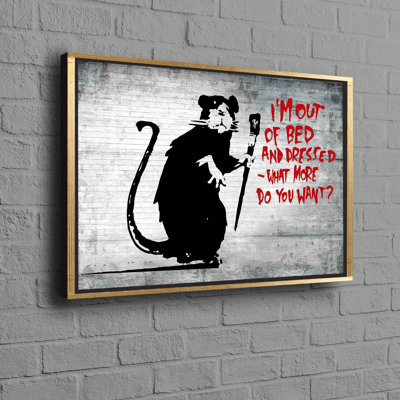 Street Art Rat Graffiti Design on Cotton Canvas for Contemporary Home Wall Decor with Abstract Mouse Theme