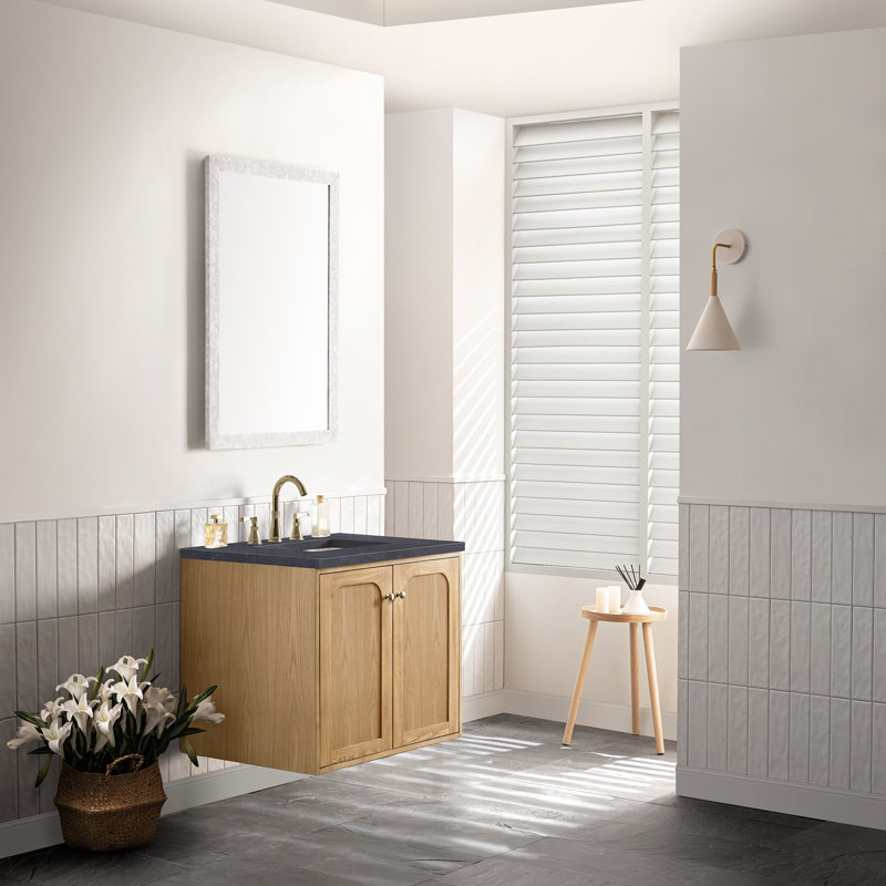 Laurent 30'' W Single Vanity, Charcoal Soapstone, Light Natural Oak, 8" Widespread