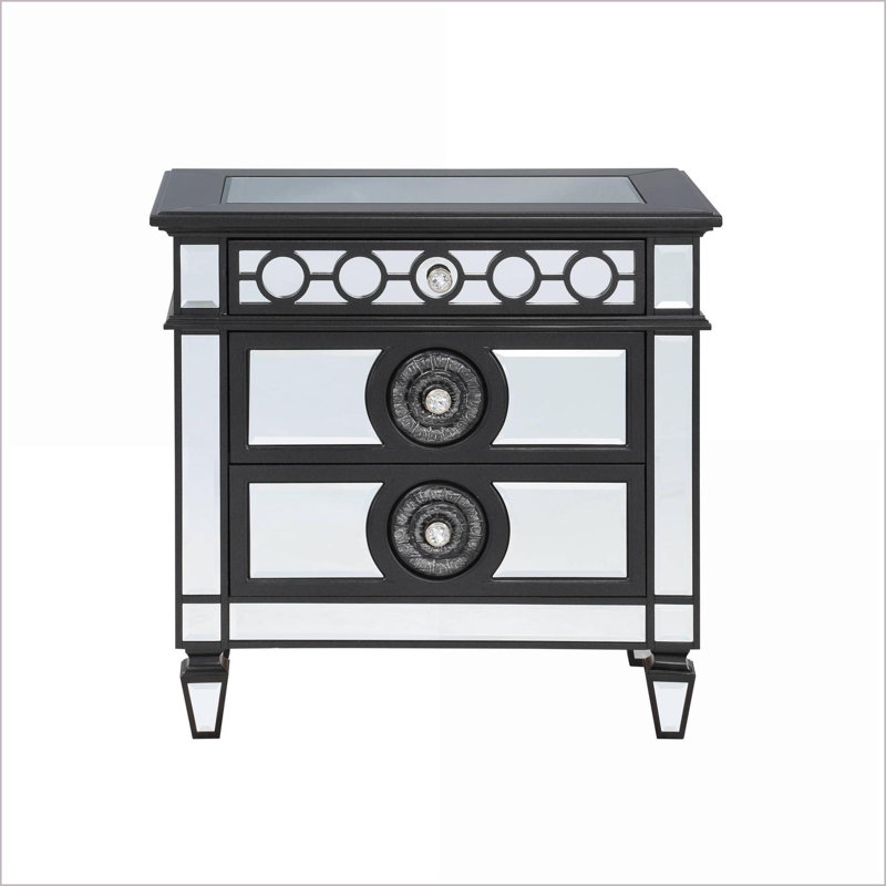 Table de chevet 2 tiroirs Glam, Argent argent