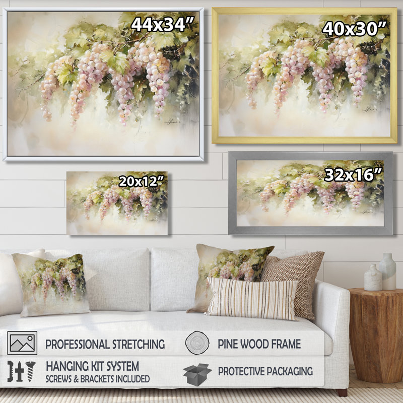 Aquarelle de vignes en France II - vignoble, art mural, H 24 po x l 32 po, Impression dans un cadre flottant sans passe-parto