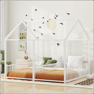 Lit plateforme simple en métal durable, idéal pour les pièces partagées et un décor minimaliste moderne, peu encombrant et fiable
