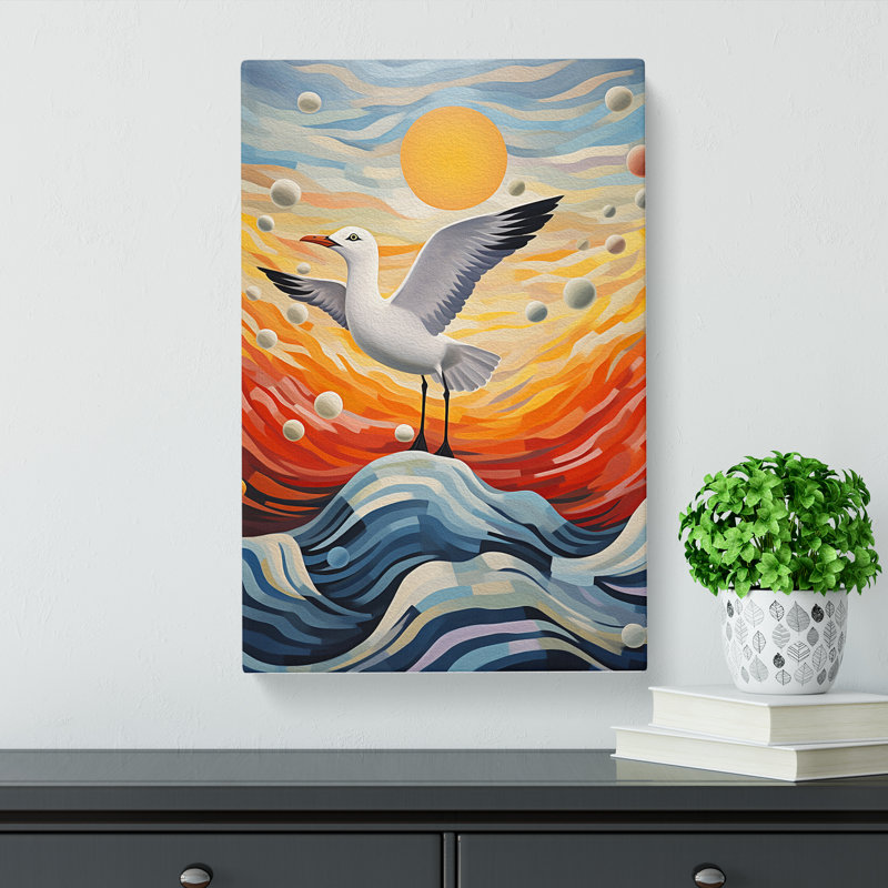 Seagull Abstract - No Frame Print, 50cm H x 35cm W x 3cm D
