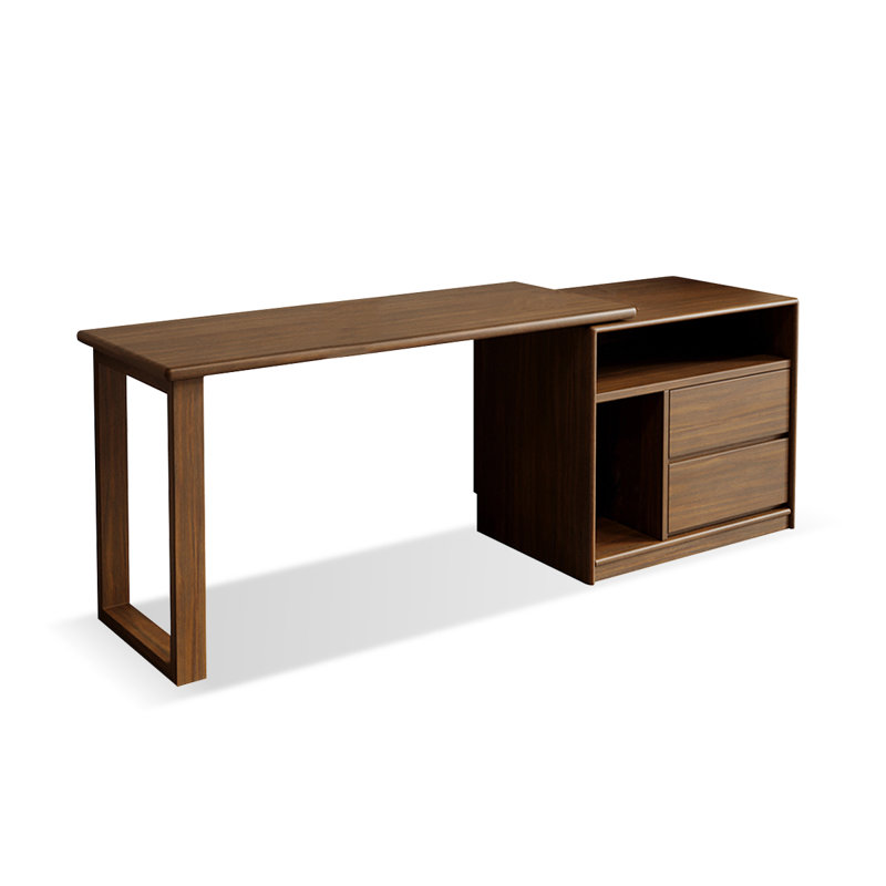 Bureau rectangulaire en bois massif brun noisette avec 2 tiroirs, H 29,53 po x l 70,87 po x P 19,69 po