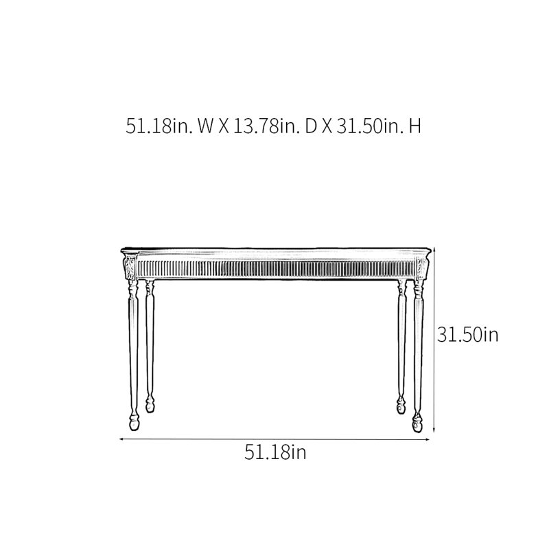 Console rétro sculptée, H 31,5 po x l 51,18 po x P 13,78 po