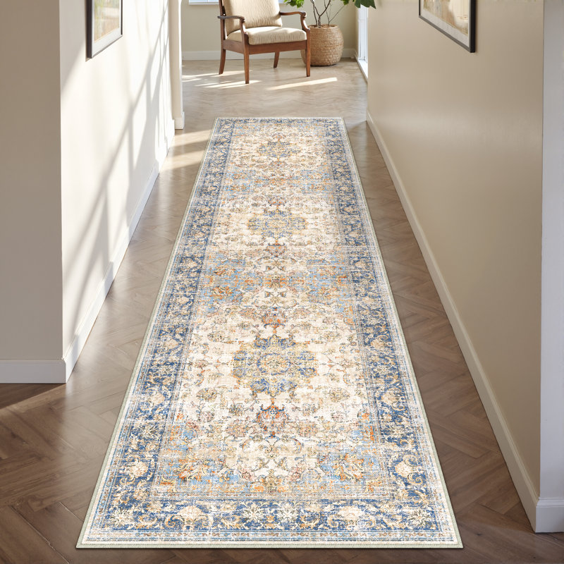 Stella Oriental Machine Woven Stella in Orange/Blue, Runner 2' x 8'