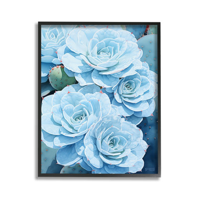 Bd-212_FG " Detailed Blue Succulents Single Picture Frame " by RB on Canvas