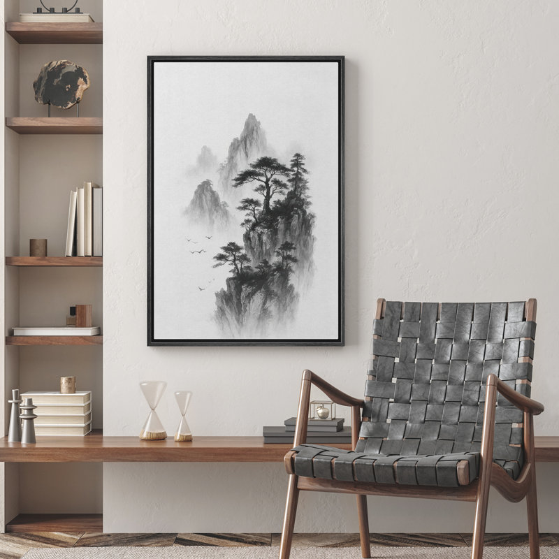 Impression sur toile encadrée, paysage de montagne, paysage pour la maison, H 36 po x l 24 po, Noir