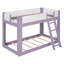 Lit simple superposé simple, lit superposé convertible en bois avec échelle réversible et garde-corps, mauve et blanc-133682881-133682882