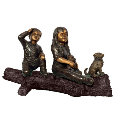 Dog Golden Retriever Bronze Garden Statue
